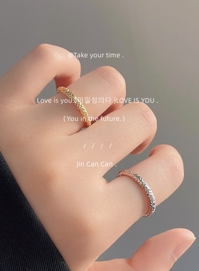 法式高级感~个性几何素圈 简约开口可调节指环 戒指ins食指戒货源