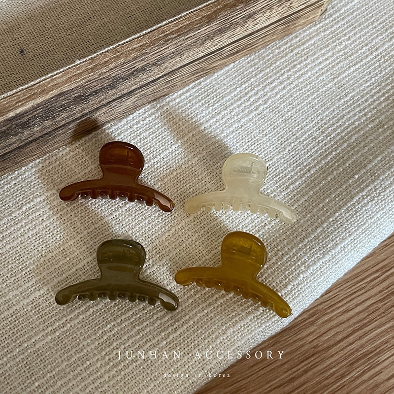 韩国透明棕色芥黄迷你小发抓头顶小抓夹公主头刘海夹发夹