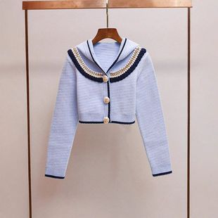 针织珍珠韩系连帽 女装 高端链条深圳南油外套开衫 减龄新款 洋气秋季