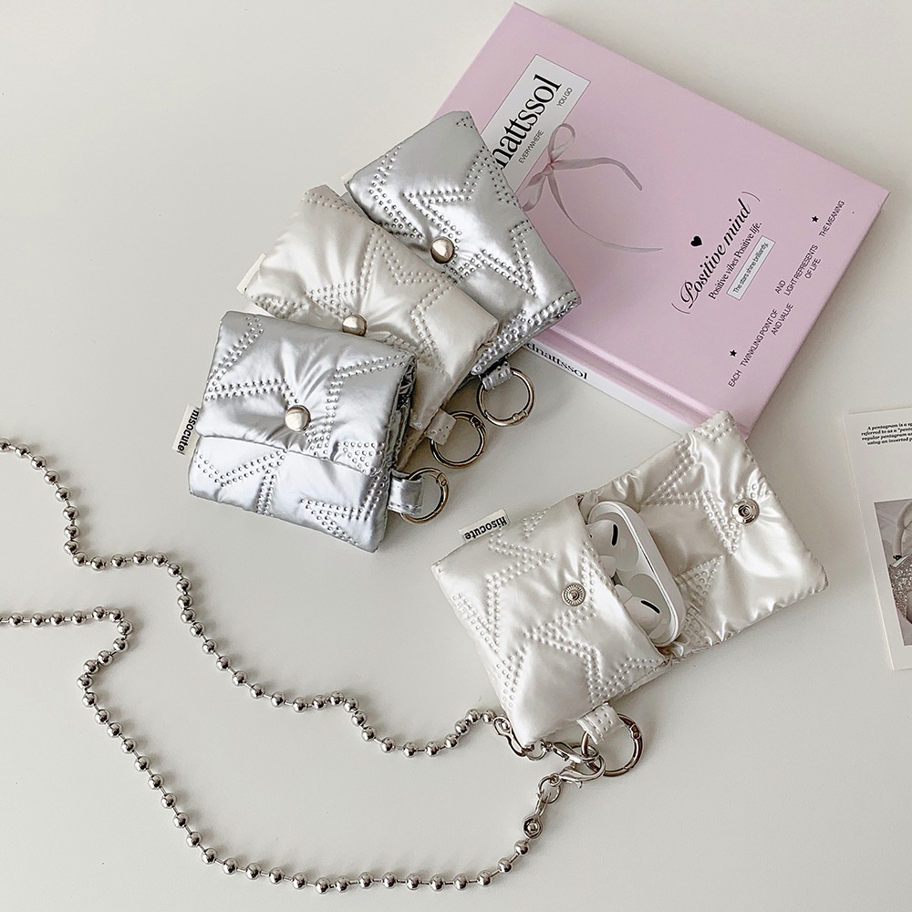 日韩星星数据线迷你收纳包可爱高颜值随身蓝牙耳机包链条装饰