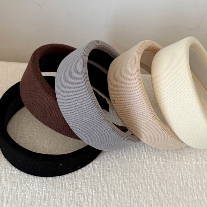 韩系咖色奶油色针织宽边发箍女2025新款高级感饱满高颅顶头箍头饰