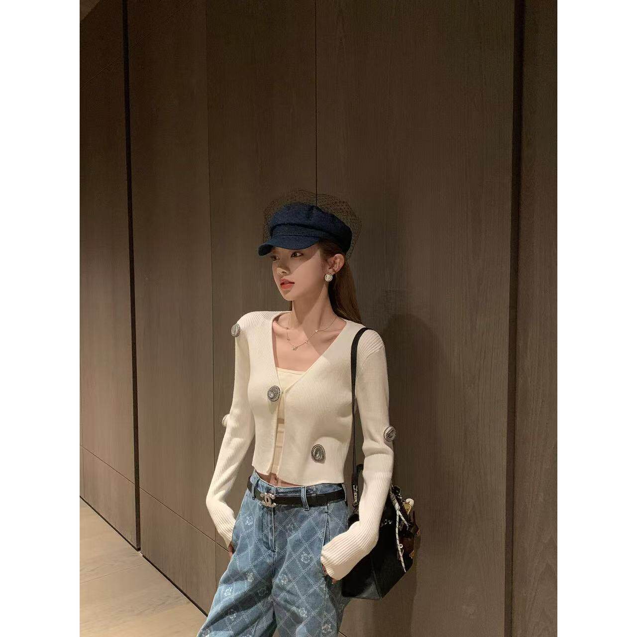 宋仁何【赫斯玫瑰】2025年春季新款法式玫瑰花温柔风针织开衫外套