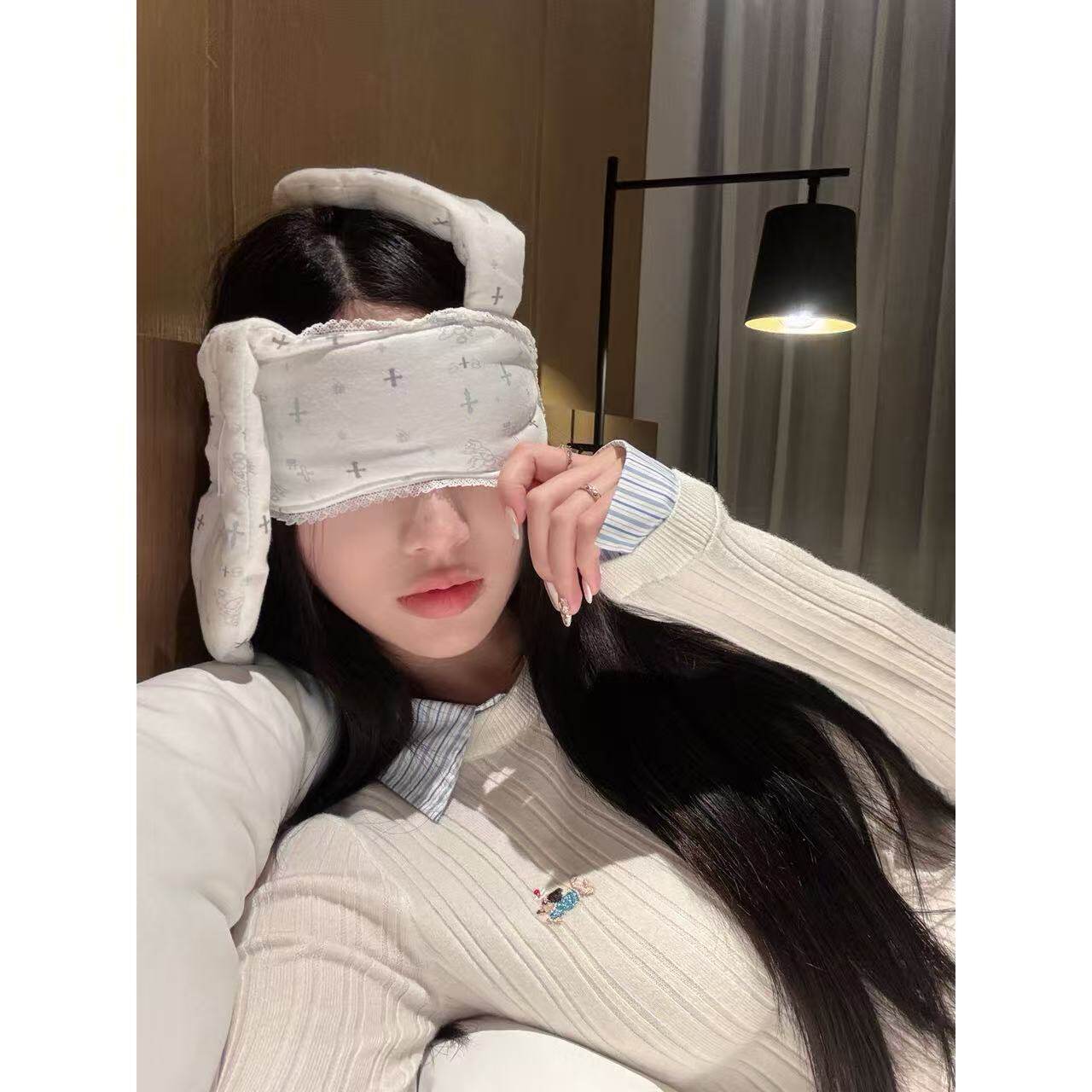 宋仁何【奶雾软糯】2025年秋季新款俏皮小狗刺绣假两件修身针织衫