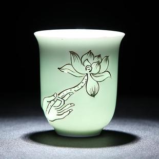品茗杯陶瓷影雕玉瓷主人杯建盏窑变功夫茶具家用紫砂小茶杯茶碗