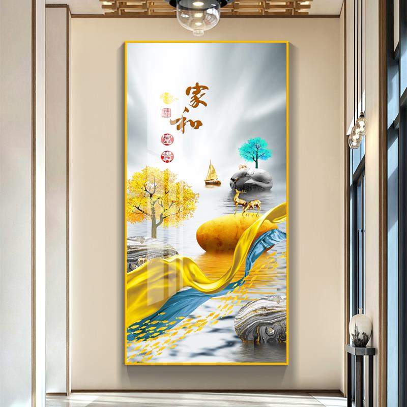 5d钻石画满钻新款2024招财麋鹿客厅玄关过道粘钻十字绣家和万事兴