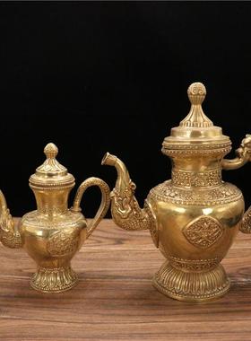 黄铜仿古臧壶摆件 大号臧壶酒壶水壶家居茶道酒店装饰品