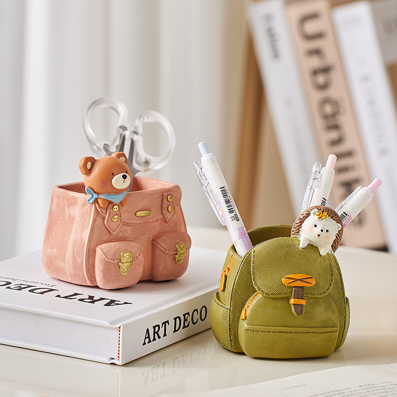 创意揹包笔筒收纳盒儿童女孩男孩学生办公室桌面可爱实用工位好物