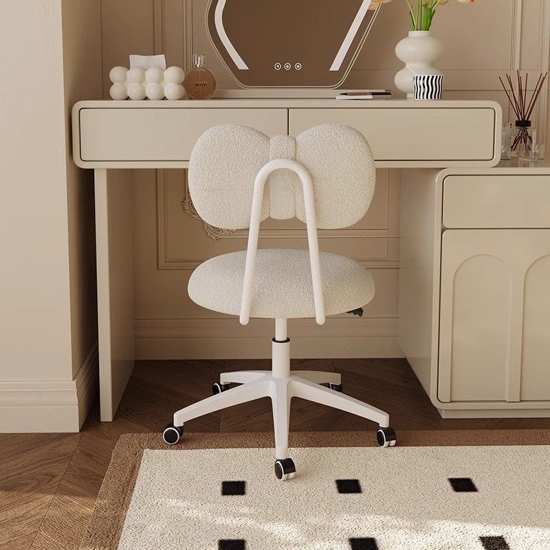 乐远家用可旋转电脑椅女生卧室化妆椅凳子奶油风蝴蝶凳化妆台椅子