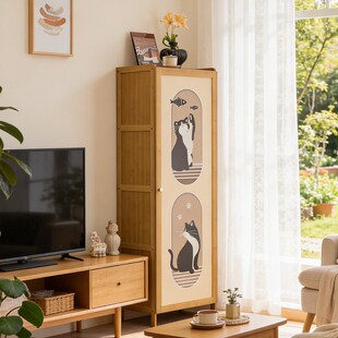 书架置物架落地带门家用多层客厅柜子收纳柜窄缝小书柜靠墙边收纳