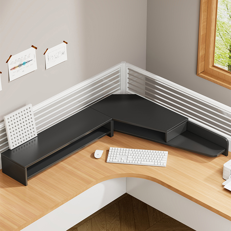 电脑增高架显示器支架办公桌转角置物架实木桌面收纳架子带洞洞板