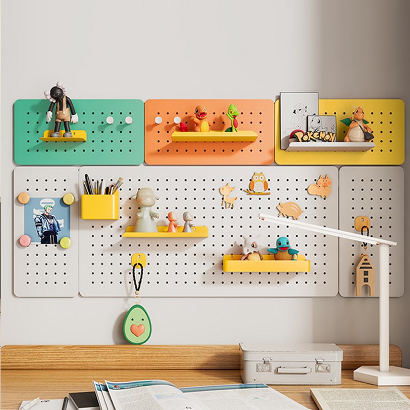 洞洞板置物架壁挂式免打孔陈列架电竞房手柄键盘展示架墙面装饰板