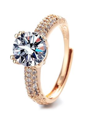 欧美时尚个性四爪锆石戒指感精美微镶小众设计仿莫桑石手饰品