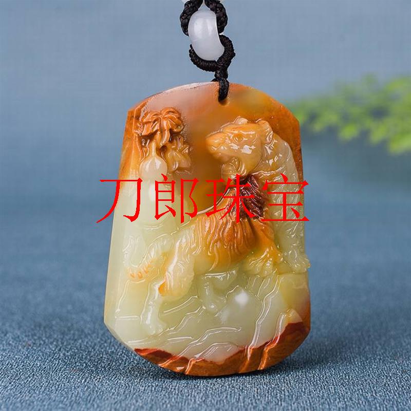 收藏款新疆和田玉白玉籽料玉虎吊坠生肖虎挂件本命年玉挂件男女款