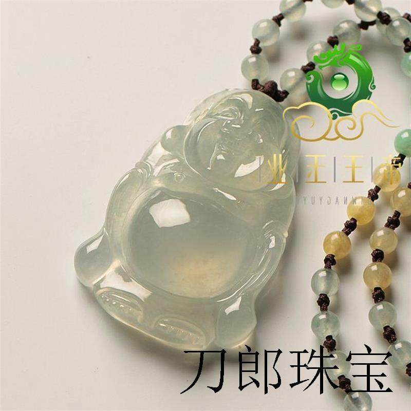 缅甸翡翠色站佛吊坠翡翠佛吊坠女款翡翠玉佛翡翠玉坠弥勒佛吊坠