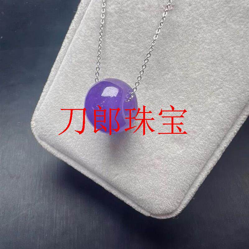 缅甸翡翠色紫罗兰路路通吊坠紫色老型珠桶珠手链阳绿飘花转运珠