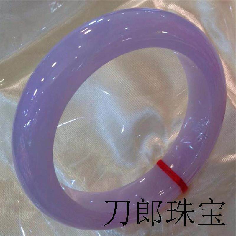 缅甸老坑翡翠色手镯高冰种紫罗兰贵妃玉镯子高级紫色时尚百搭款镯