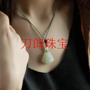 和田玉晴水玉佛吊坠大肚佛玉佩佛公玉坠母亲节女款黄口料玉石项链
