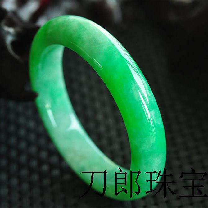 缅甸老坑帝王绿翡翠色玉手镯冰糯种正阳绿玉镯正圈果青色镯子女款