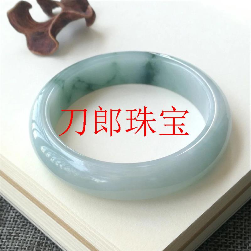 缅甸翡翠手镯冰糯种飘花正圈妈妈平安镯处理翡翠玉石镯子宽版送礼