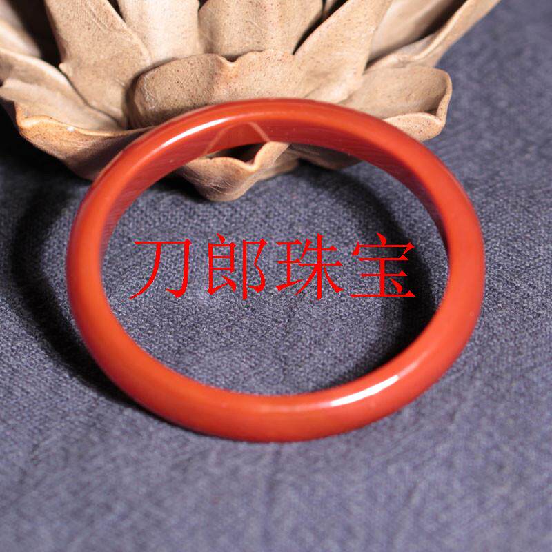 新疆和田玉川料南红玛瑙宽条复古贵妃平安镯满色满肉柿子红大方镯