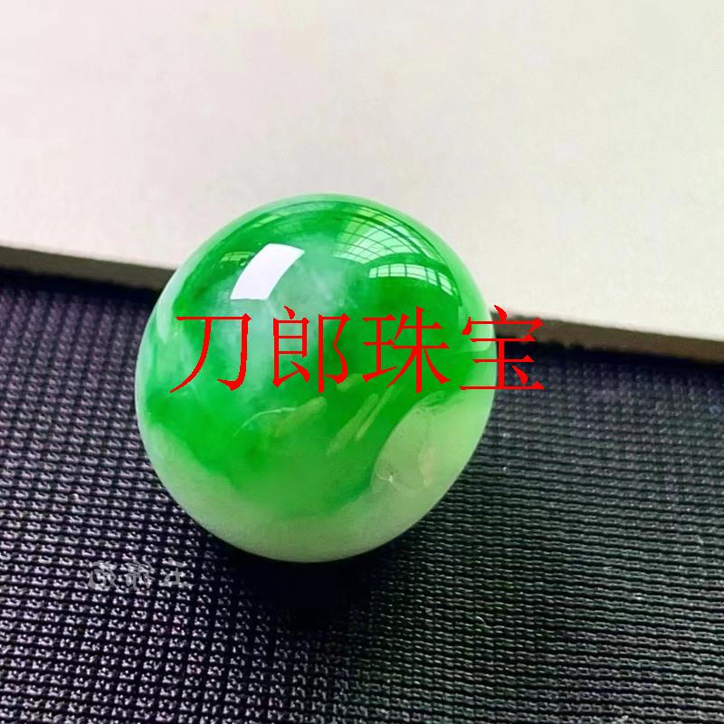缅甸翡翠色冰糯种路路通挂件男女白底青飘阳绿花算盘珠转运珠吊坠