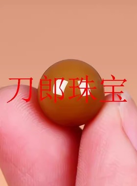 新疆高端和田玉散珠子且末浅糖料玉珠焦糖色圆珠配珠单珠手串手链