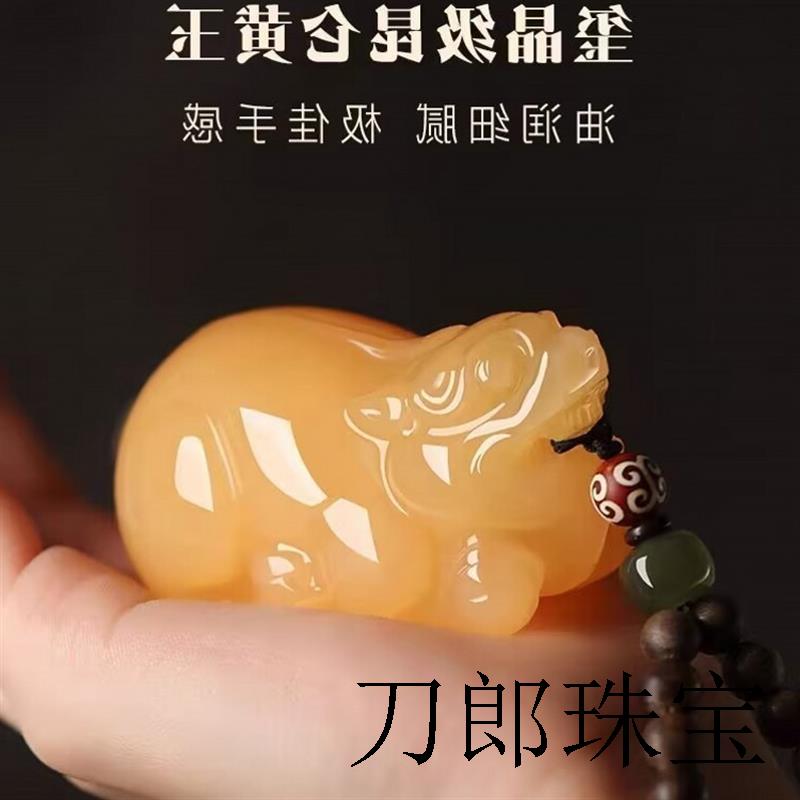高品质新疆昆仑黄玉貔貅手把件吊坠挂件把玩盘玩手盘手玩把件貔貅
