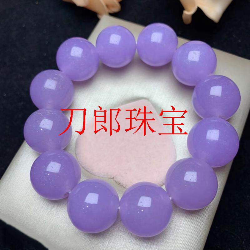 缅甸翡翠色圆珠紫罗兰民族风手链玉石冰糯种紫色男女款大颗粒手串