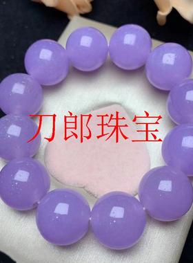 缅甸翡翠色圆珠紫罗兰民族风手链玉石冰糯种紫色男女款大颗粒手串