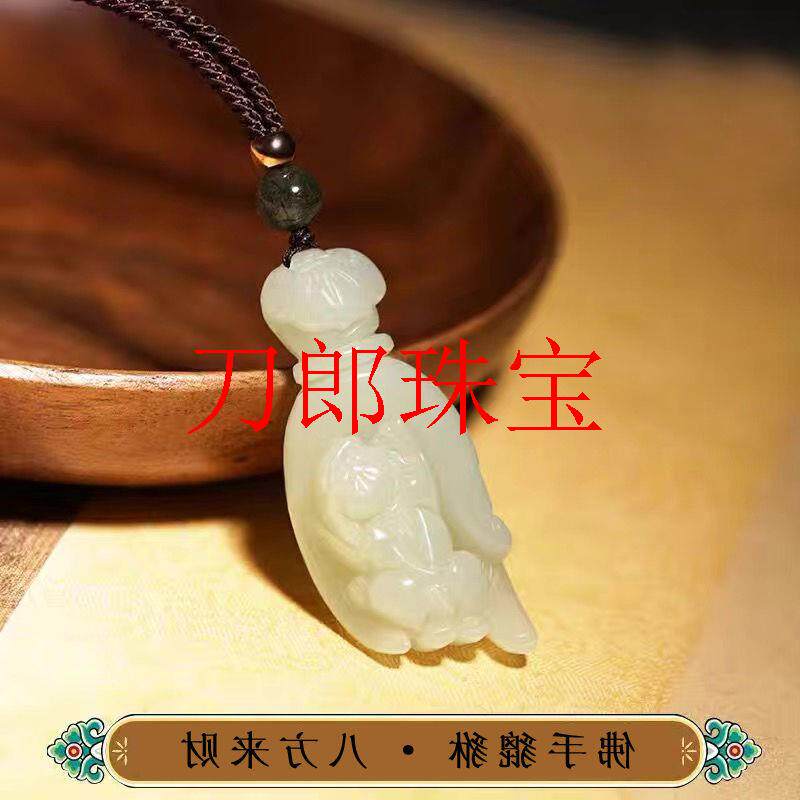 精选和田玉白玉招财貔貅吊坠伸手来财佛手玉石男女款玉坠挂件送礼