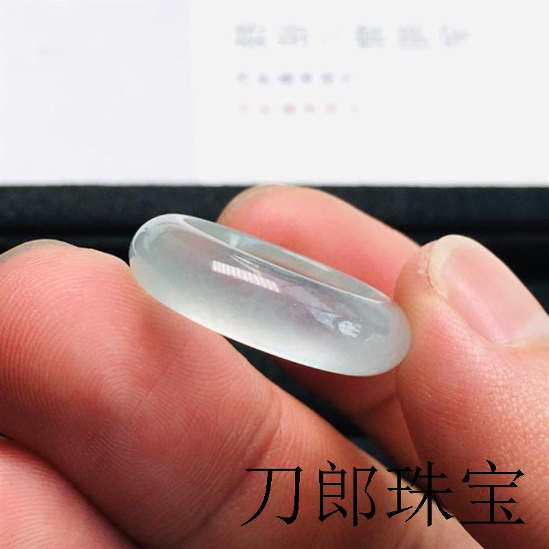 精品缅甸老坑翡翠色冰种戒指白冰晴戒指尾高冰透润晴水戒圈男女款