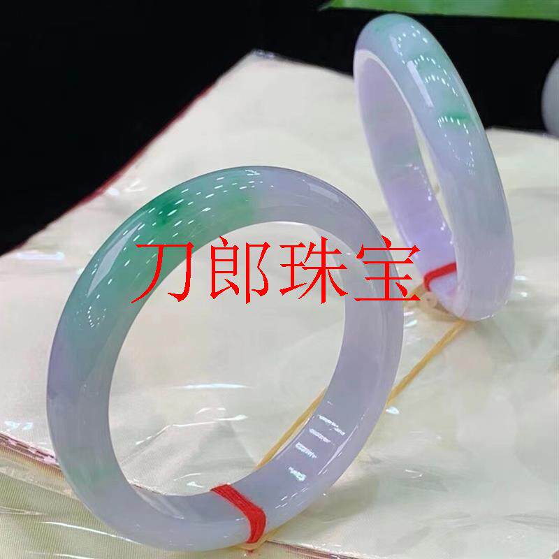 冰糯种紫罗兰飘阳绿贵妃玉石手镯