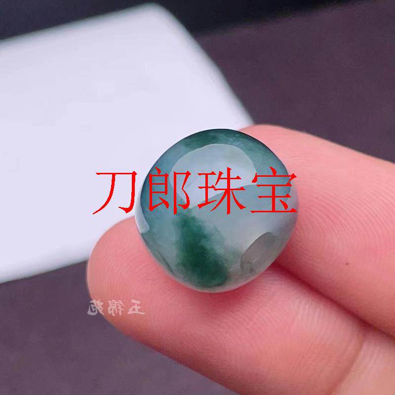缅甸翡翠色玉石雕刻男女款路路通吊坠冰种飘绿花转运珠锁骨链玉佩