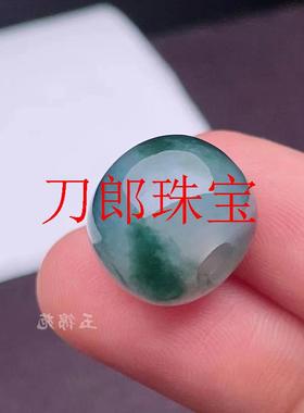 缅甸翡翠色玉石雕刻男女款路路通吊坠冰种飘绿花转运珠锁骨链玉佩