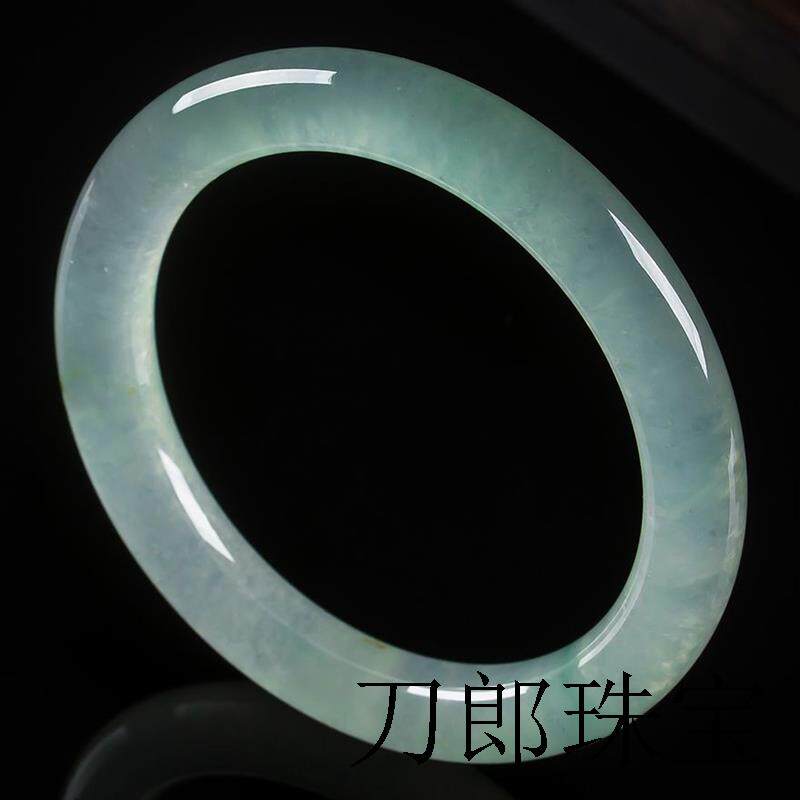 冰种圆条翡翠手镯小细条圆条玉石手镯女叮当镯玉镯玉手镯女款少女