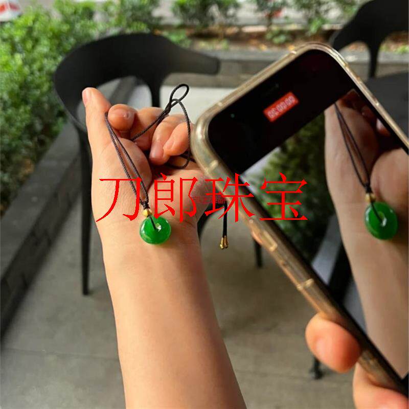 缅甸翡翠色平安扣吊坠冰种飘阳绿花男女款简单大方玉石转运珠挂件