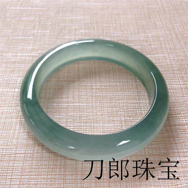 缅甸老坑蓝色油青飘花翡翠玉手镯女生手镯料正圈贵妃冰种糯种处理