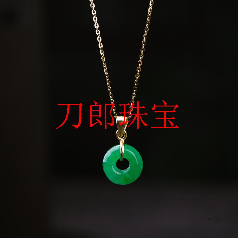 精心挑选翡翠色正阳绿平安扣锁骨链银饰镀金项链玉石吊坠女款送礼