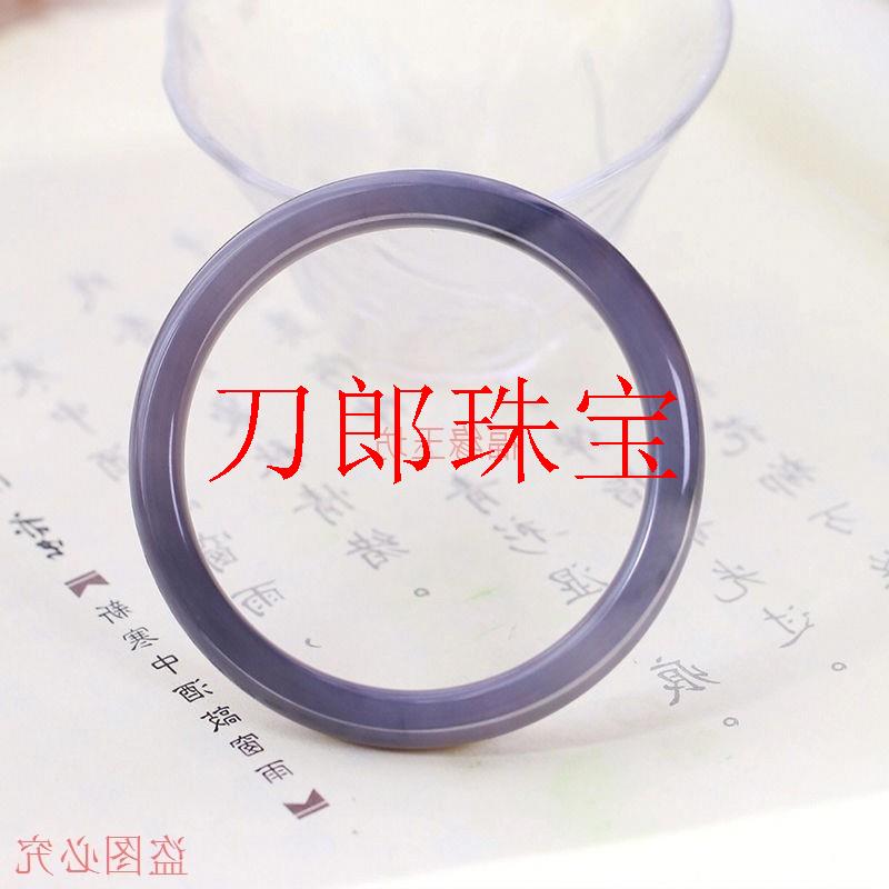 精品青海老料和田玉烟紫手镯一步一响叮当圆条手镯紫罗兰玉镯送礼