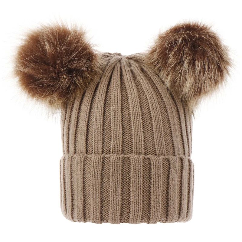 Winter Baby Hats for Girls Boys Kids Bobble Hat Pompom Baby (1627207:4384391:Color classification:Khaki;20017:16157459637:Applicable age:Kids(0-3Y);20509:28383:Cap circumference:One size fits all)