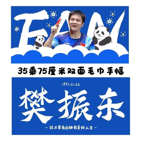 樊振东应援樊振东应援毛巾diy活动双面毛巾手幅周边应援定制比赛