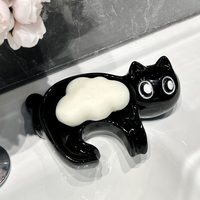 肥皂盒黑貓咪瀝水家用可愛碟皂榮雄不香皂盒擺件積置物架收納盒水