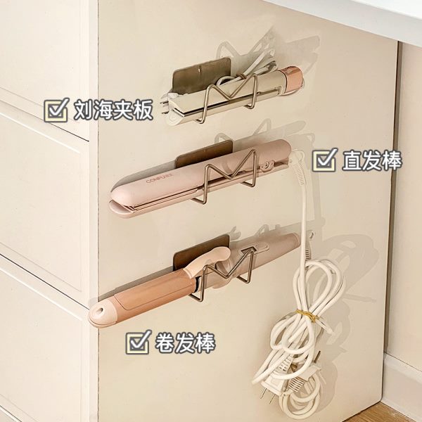 柜门收纳架墙上直板夹熨卫生间收纳神器壁挂式置物架板卷发棒挂钩