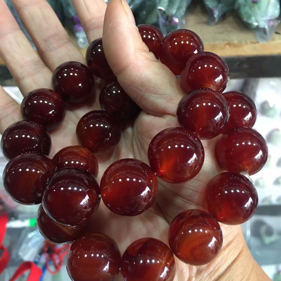 天然酒红玛瑙男士手链大球20mm