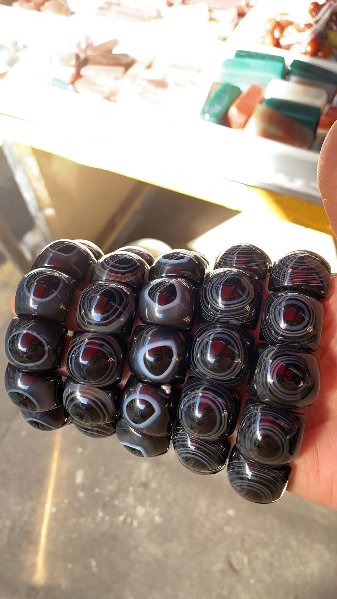 天然缠丝玛瑙手链串药师天珠手排佛珠玉石手串天眼玛瑙手排