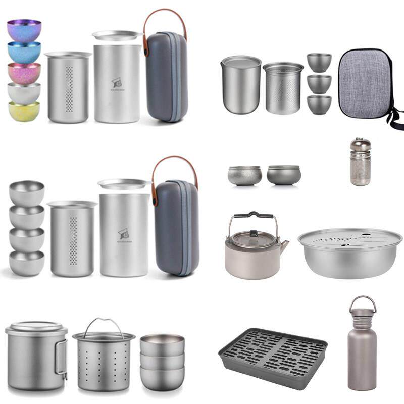 TX纯钛茶具套组户外可携式旅行用具露营野炊钛烧水壶水杯快客杯茶