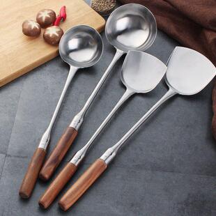 不锈钢厨师专用大煎勺商用大长柄家用厨房马勺扩展酒店烹饪勺