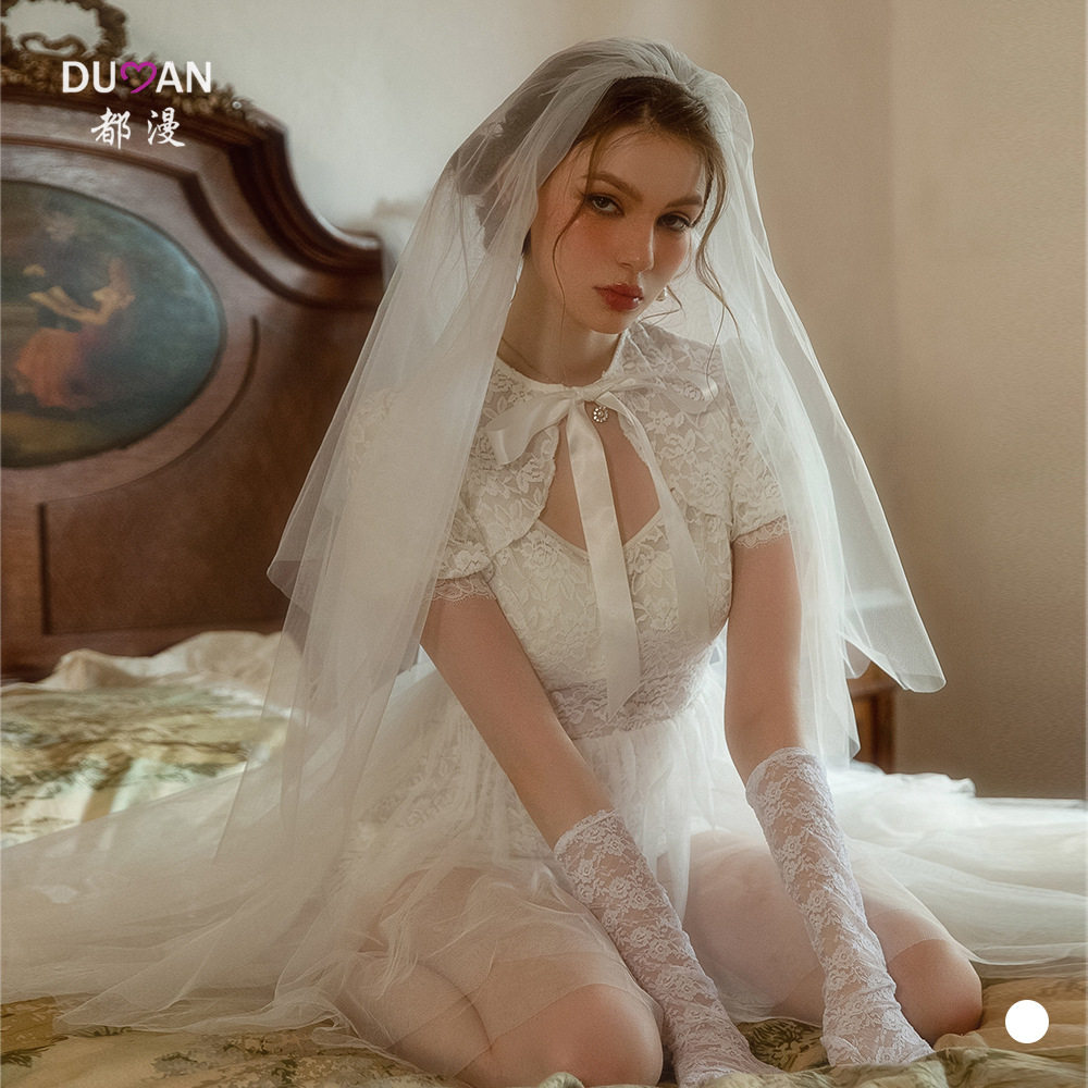 情趣婚纱连衣裙女欧美宫廷高级感蕾丝网纱新娘花嫁公主裙睡衣睡裙