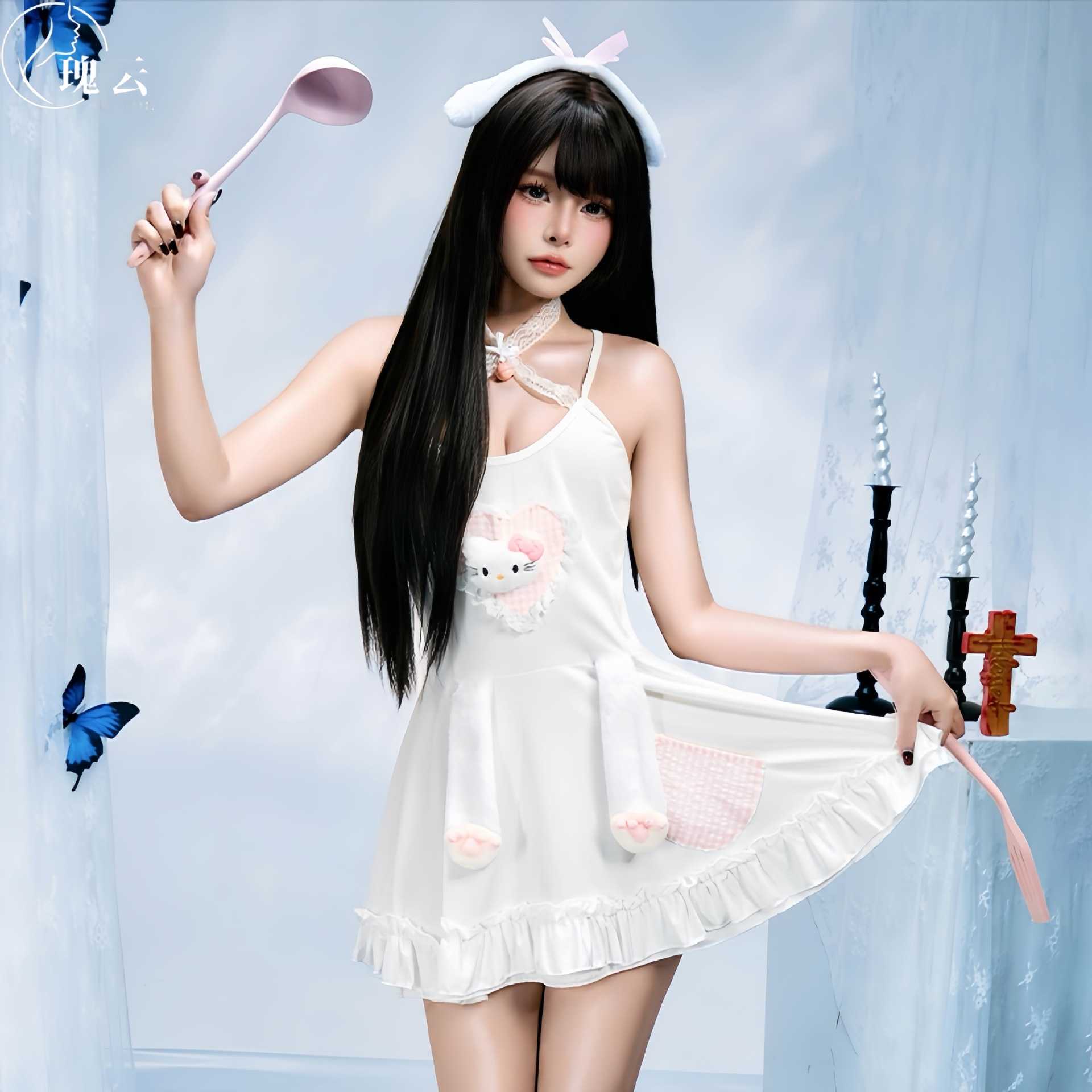 软萌兔子女仆装吊带连衣裙睡衣女