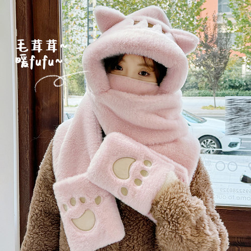 芋水萌可爱小熊帽子秋冬新款